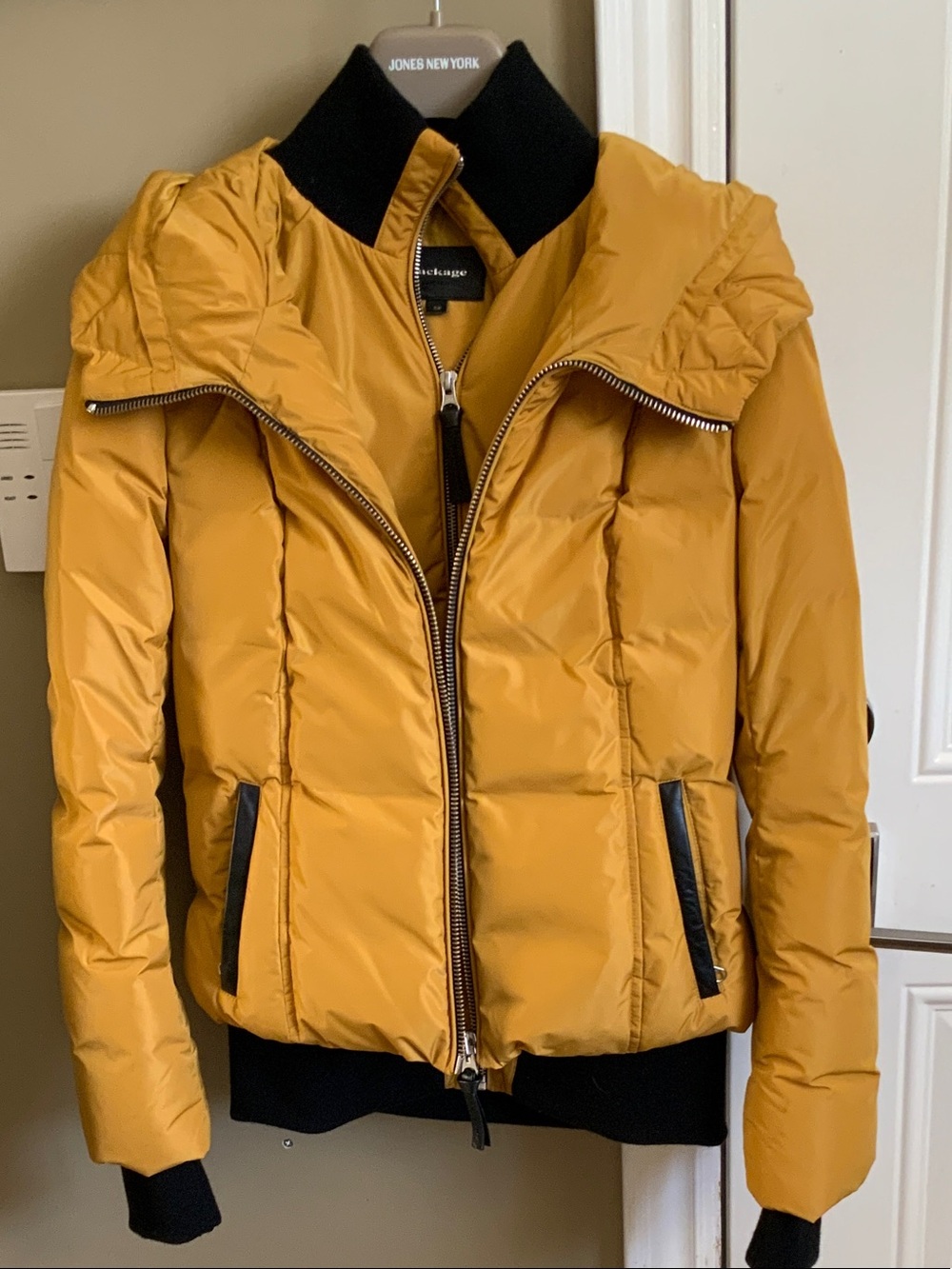 Mackage Women's Mustard Yellow Hooded Puffer Jacket